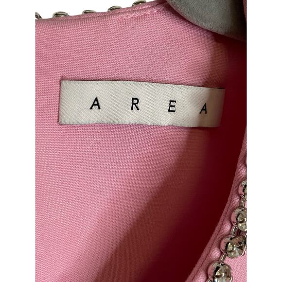 Area Crystal Embellished Heart Cut-Out Back Mini Dress Sleeveless Powder Pink M - Picture 8 of 10